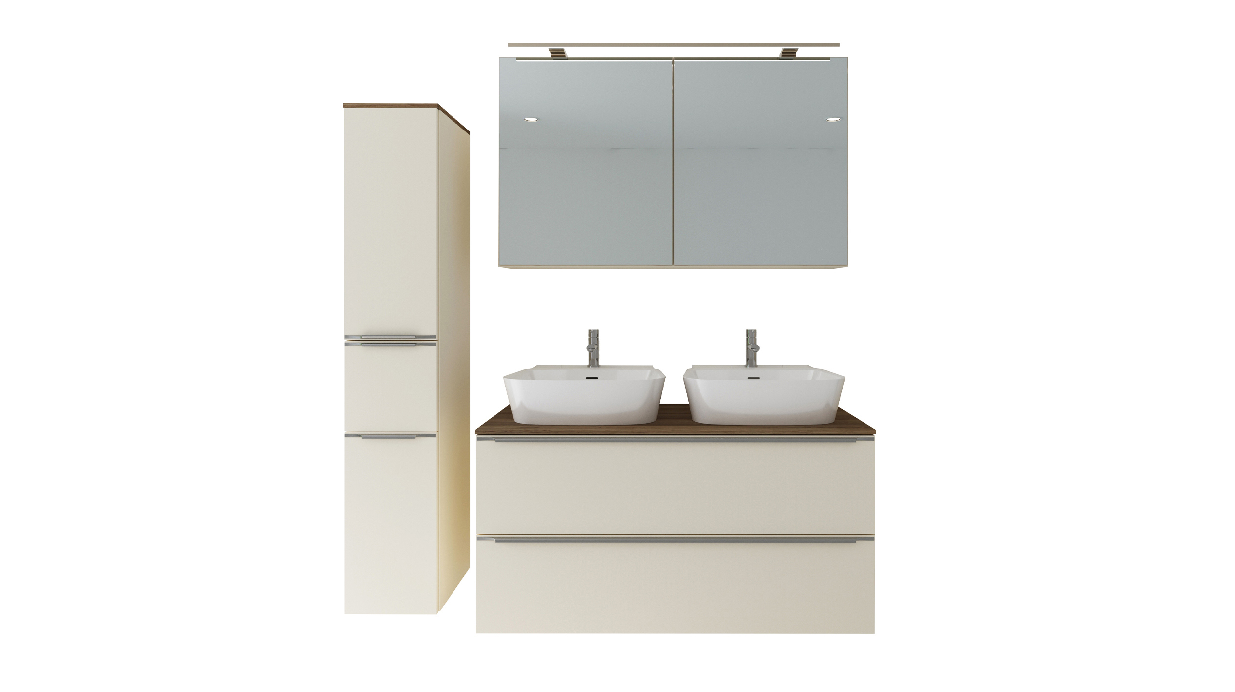 Badmöbel-Set Magnolia - 3 Teile mit HS - Waschtisch 120 cm - LEONEL