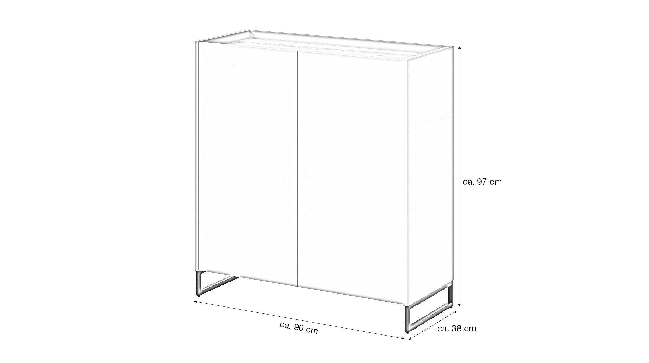 Kommode grün Artisan Eiche 90 x 38 cm - 2-türig - DRIVE