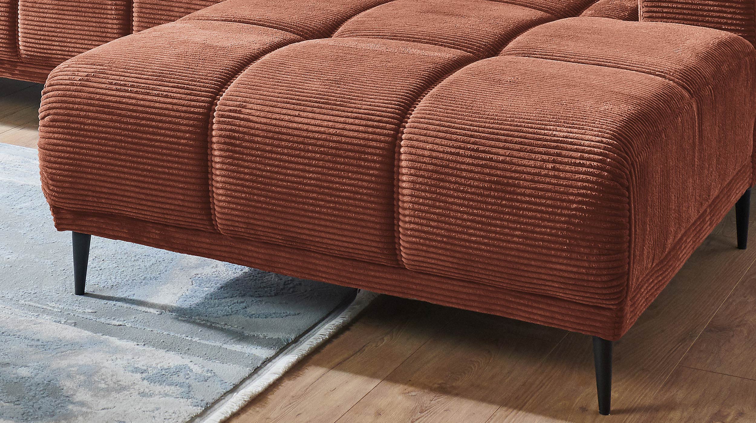 Ecksofa Cord rost ausziehbar - Sitztiefenverstellung 286 cm - OT rechts - MARISOL