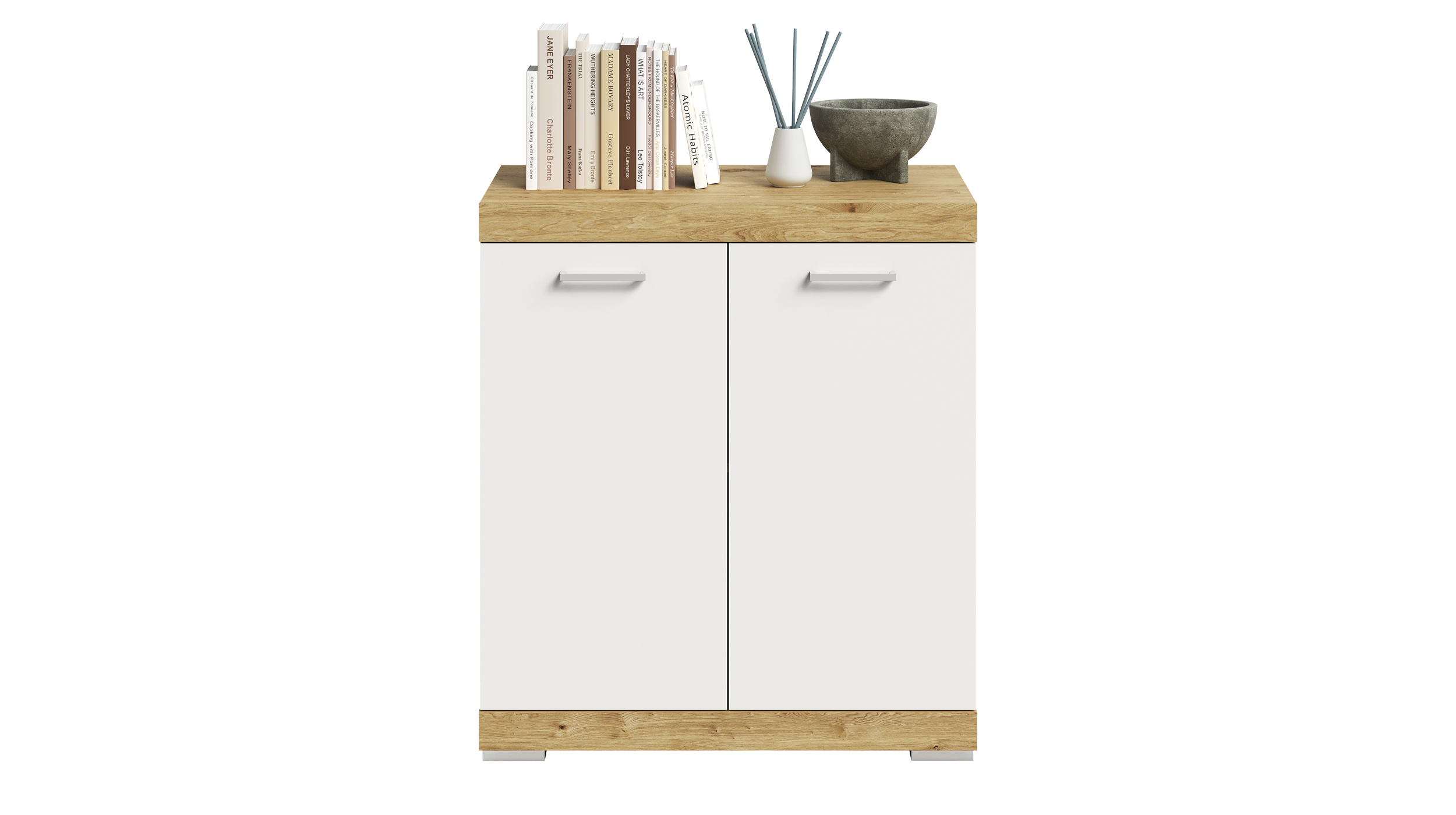 Kommode weiß Artisan Eiche 80 x 50 cm - 2-türig - BRISTOL