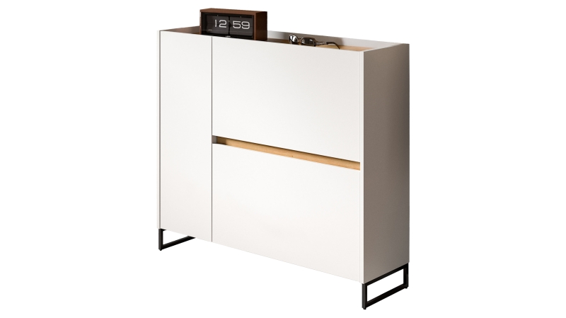 Schuhschrank weiß Artisan Eiche 110 x 94 cm - 3-türig - DRIVE