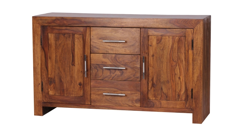 Sideboard mit 3 Schubladen Sheesham massiv 118 cm - SALLA 