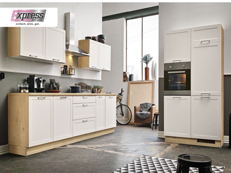 Eckküche 310 + 120 cm - mit Geräten - Küchenfronten matt - HOME