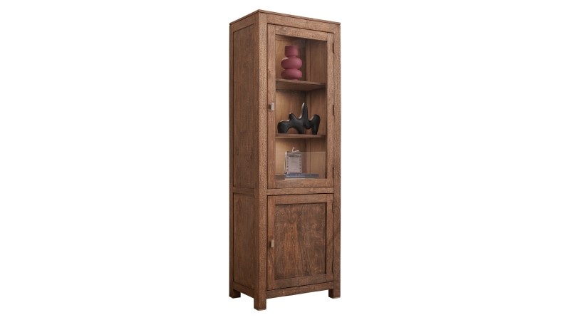 Vitrine Mango massiv gebeizt - montiert Breite 65 cm - MANGALA