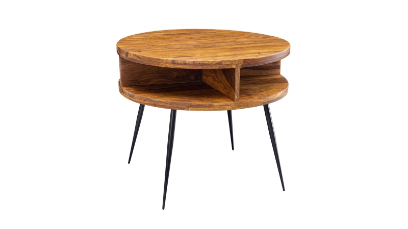 Couchtisch rund Sheesham massiv gebeizt 60 x 60 cm - YORICK 
