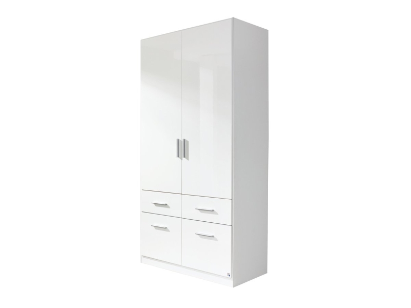 Kleiderschrank weiß hochglanz - rauch - 91 cm - CELLE