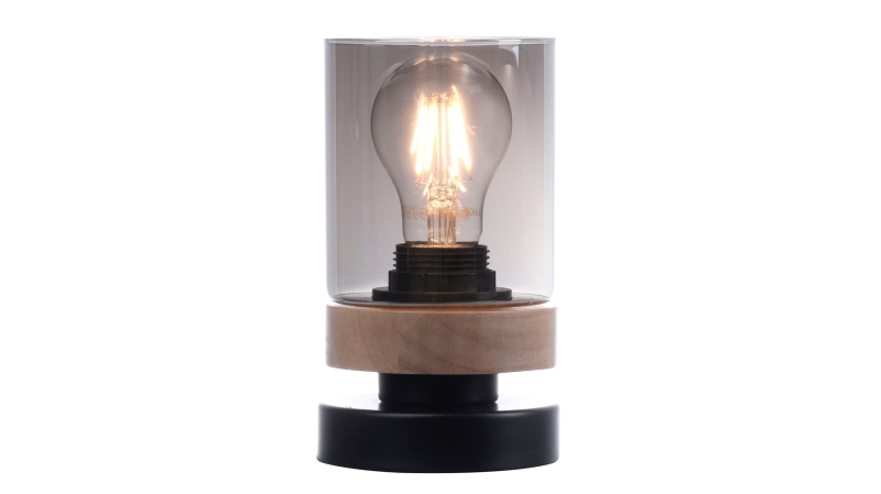 Tischlampe schwarz Rauchglas 1-flammig drehbar - PASQUAL