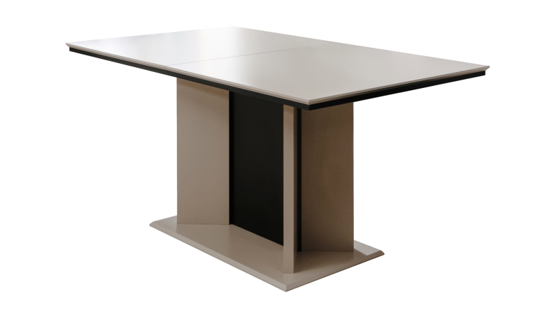 Esstisch 160 - 200 cm ausziehbar beige schwarz Säulentisch - ARONA