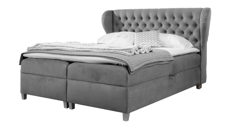 Boxbett 180 x 200 cm grau Bettkasten - JOKER
