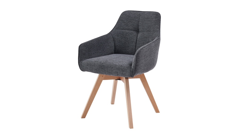 Armlehnstuhl anthrazit drehbar - Komfortsitz - Webstoff - LIPARI