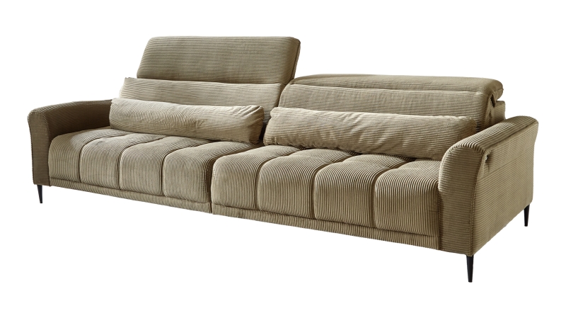 Big Sofa Cord grün ausziehbar - Sitztiefenverstellung - 280 cm - LOGAN 