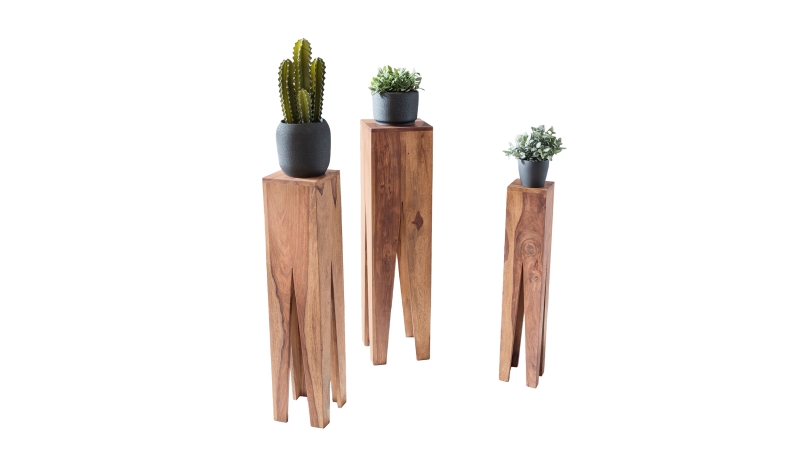 Beistelltisch 3er-Set Akazie massiv lackiert - 25 x 25 cm - SOFIE