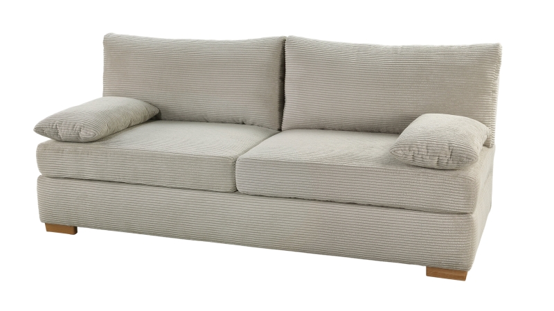 Schlafsofa Bettkasten Cord grau-beige 201 cm Dauerschläfer - DERBY