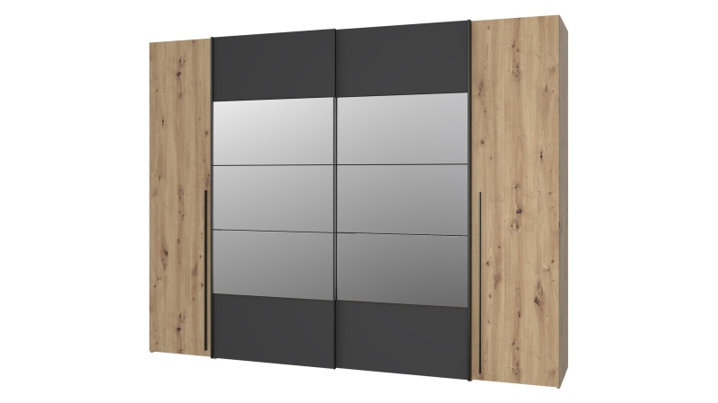 Kleiderschrank mit Spiegel - Artisan Eiche - 270 cm - RAYONG