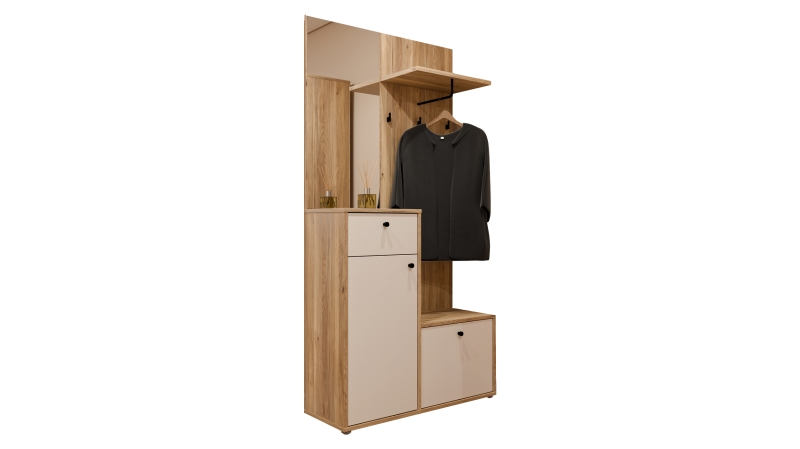Garderoben-Set 4-teilig Artisan Eiche weiß - 96 cm - KENDRAY