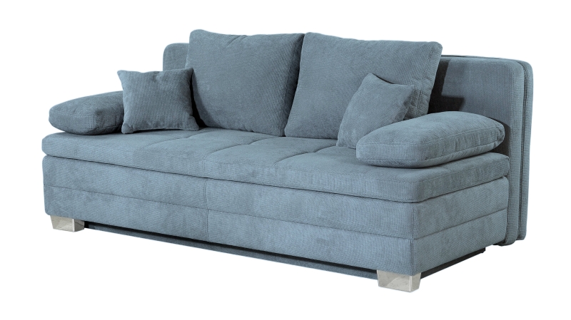 Schlafsofa Bettkasten Dauerschläfer hellblau Federkern - LINDAU