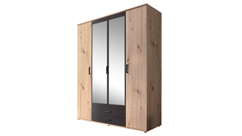 Kleiderschrank mit Spiegel -  Artisan Eiche - anthrazit - 160 cm - CHICAGO