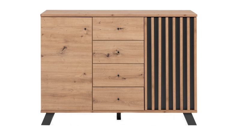 Kommode Artisan Eiche - anthrazit 118 cm 2 Türen - MEDAN 