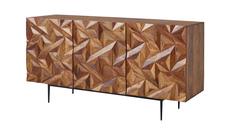 Sideboard Sheesham massiv gebeizt 144 cm - 3-türig - STEN