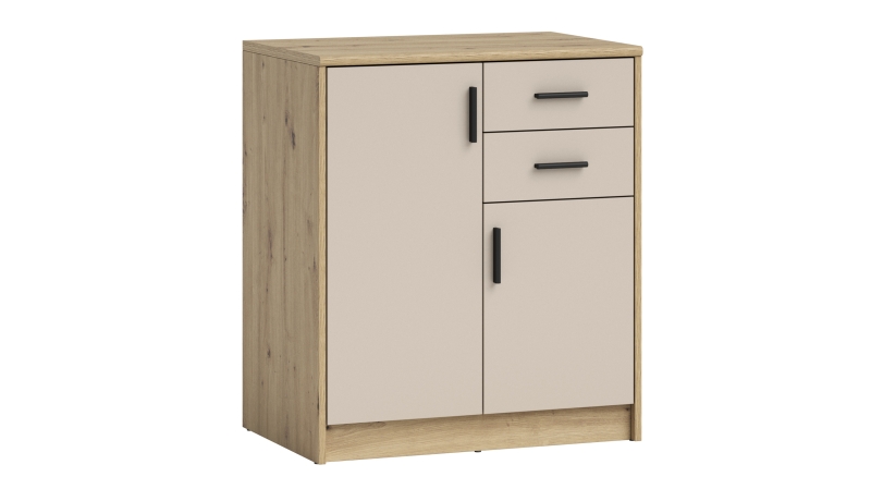Kommode mit 2 Schubladen beige - Artisan Eiche 74 x 50 cm - NELLY