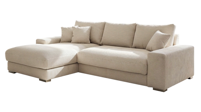 Ecksofa Cord beige 285 x 176 cm - OT links - SYDNEY