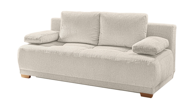 Schlafsofa beige ausziehbar mit Bettkasten 205 x 105 cm - DAVE