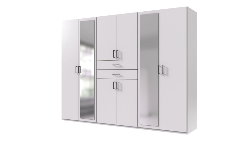 Kleiderschrank mit Spiegel - weiß - 270 cm - DILLINGEN