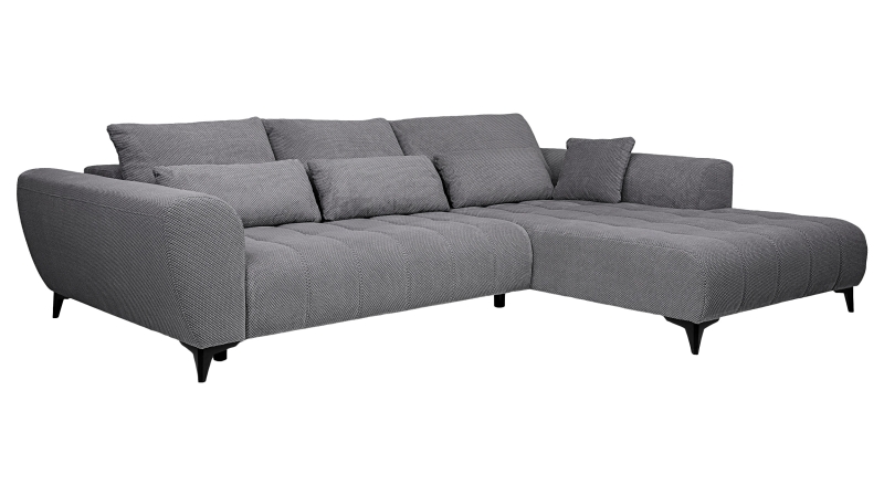 Ecksofa grau ausziehbar - Sitztiefenverstellung 287 cm - GARAY
