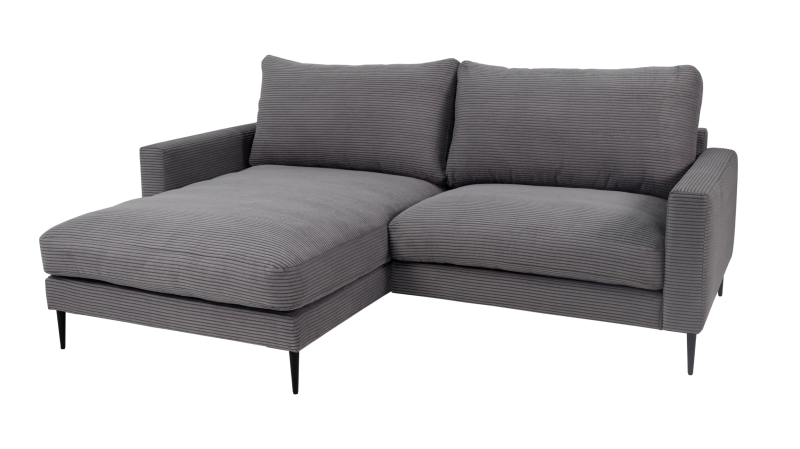 Ecksofa Cord grau 220 x 164 cm - OT links - NORDVIK