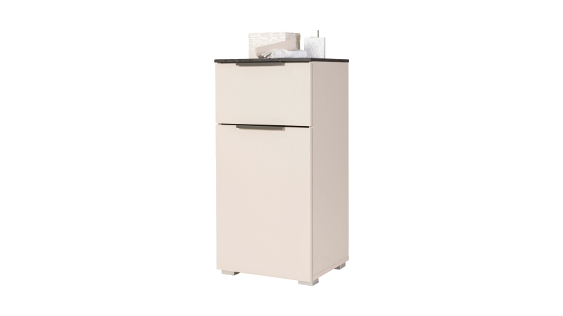 Bad Unterschrank beige - Marmoroptik 40 cm - 1 Tür - PROMESSA