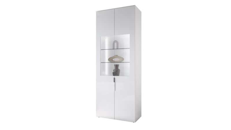 Vitrine mit Beleuchtung weiß - Glasfront - Breite 75 cm - SANTORIN