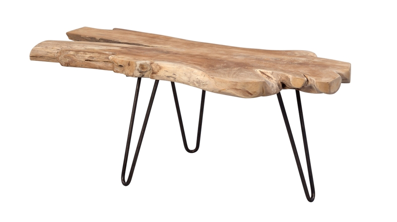 Couchtisch Massivholz Teak lackiert 100 x 40 cm - TALLUS