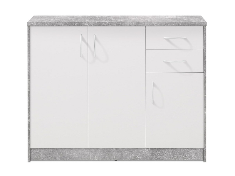 Kommode mit 2 Schubladen Betonoptik - weiß 109 cm - OPTIMUS