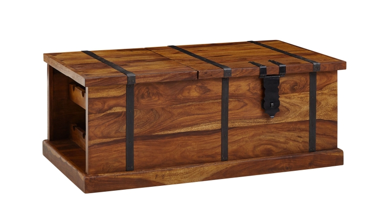 Couchtisch Sheesham massiv gebeizt 100 x 60 cm - Truhentisch - STIG