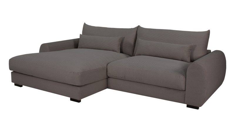 Ecksofa grau Cord 265 x 180 cm OT links - MARK