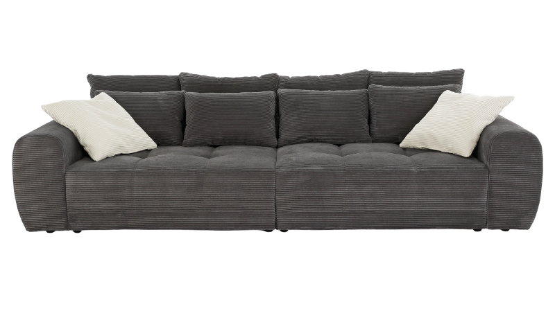 Big Sofa Cord grau - 308 cm - Federkern - JANNI