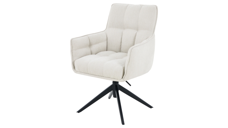 Polsterstuhl drehbar beige - Webstoff - POMBA