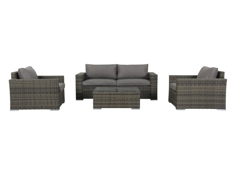 Gartenmöbel Set 4 tlg braun mit Kissen - HOLIDAY