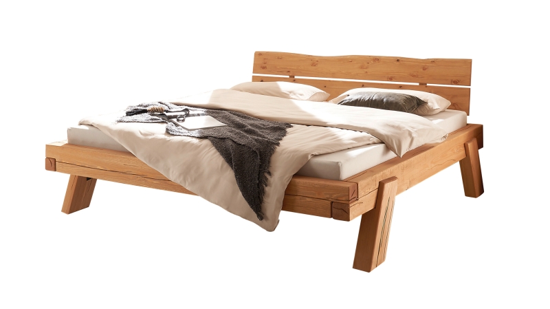 Balkenbett 180 cm Kiefer massiv Holzbeine - TAVEN