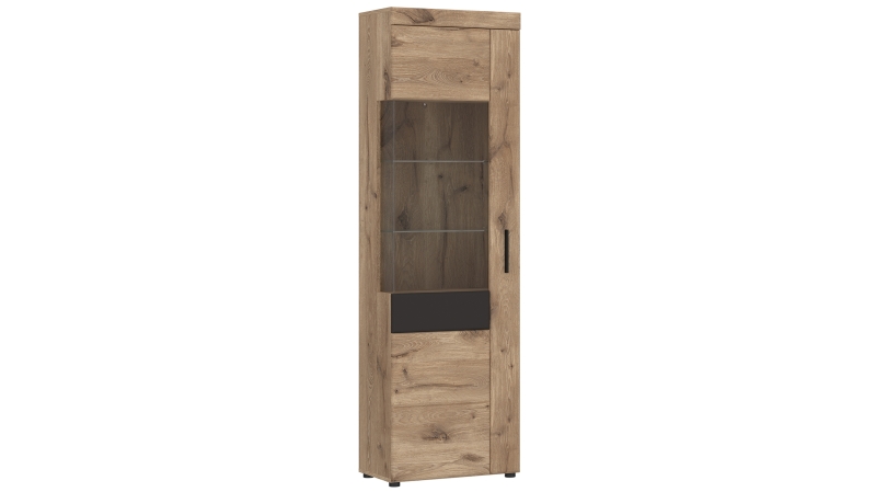 Vitrine mit Glastür Viking Eiche - grau - Breite 58 cm - GRANO