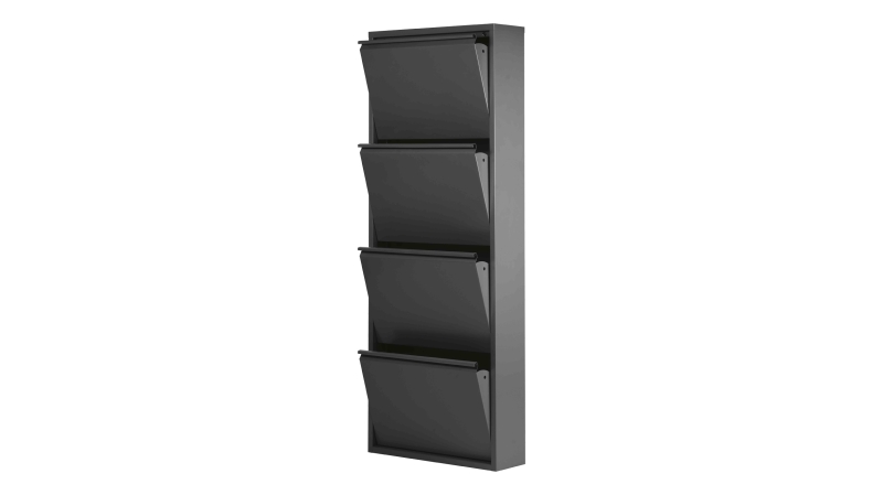 Schuhschrank schwarz lackiert 50 x 105 cm - 4-türig - KARL
