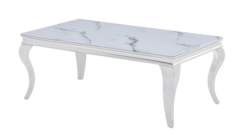 Couchtisch Glasplatte Marmor Optik 115 x 65 cm - BELKA 