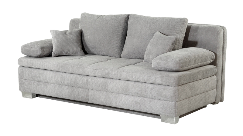 Schlafsofa Bettkasten Dauerschläfer grau Federkern 203 cm - LINDAU