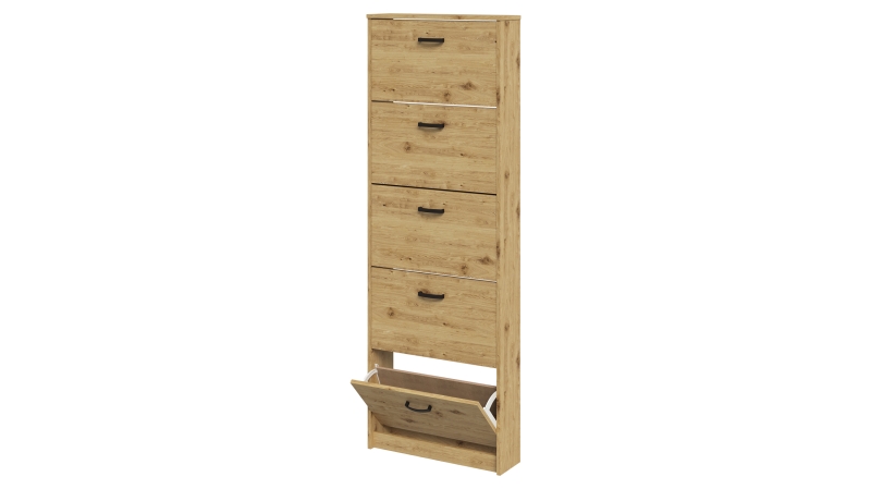Schuhschrank Artisan Eiche 59 x 169 cm - 5-türig - STEP