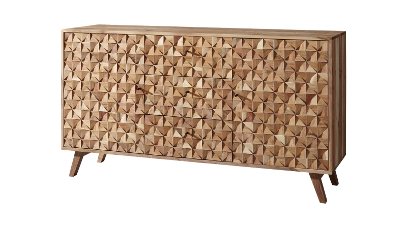 Sideboard 3 Schubladen aus massiver Akazie lackiert 140 cm - REIDAR
