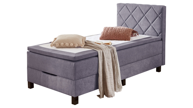 Boxbett 120 x 200 cm grau mit Bettkasten - JEFF