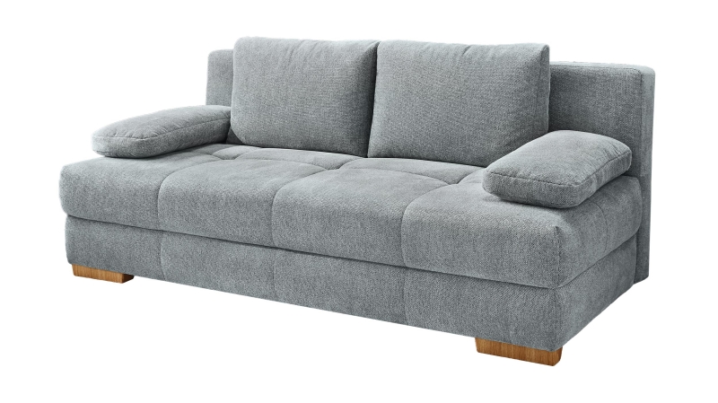 Schlafsofa Bettkasten grau Dauerschläfer Federkern 203 cm - CALLI