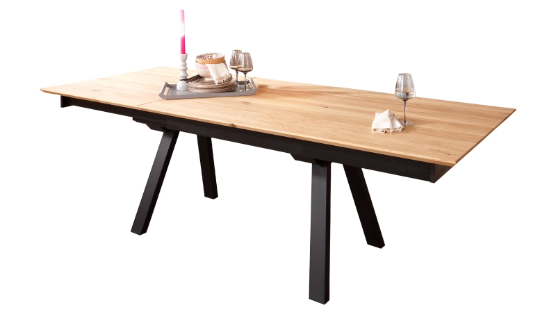 Esstisch Massivholztisch 160 cm ausziehbar Wildeiche - HEDDA 