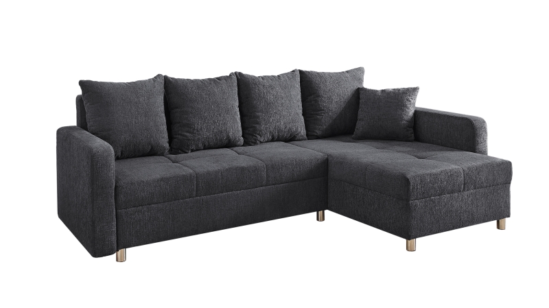 Ecksofa mit Schlaffunktion anthrazit 228 cm Bettkasten - KAPPELN