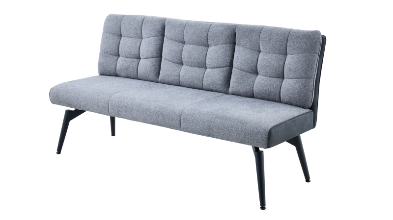 Sitzbank mit Rückenlehne 180 cm grau Microfaser Webstoff - TOMAR 